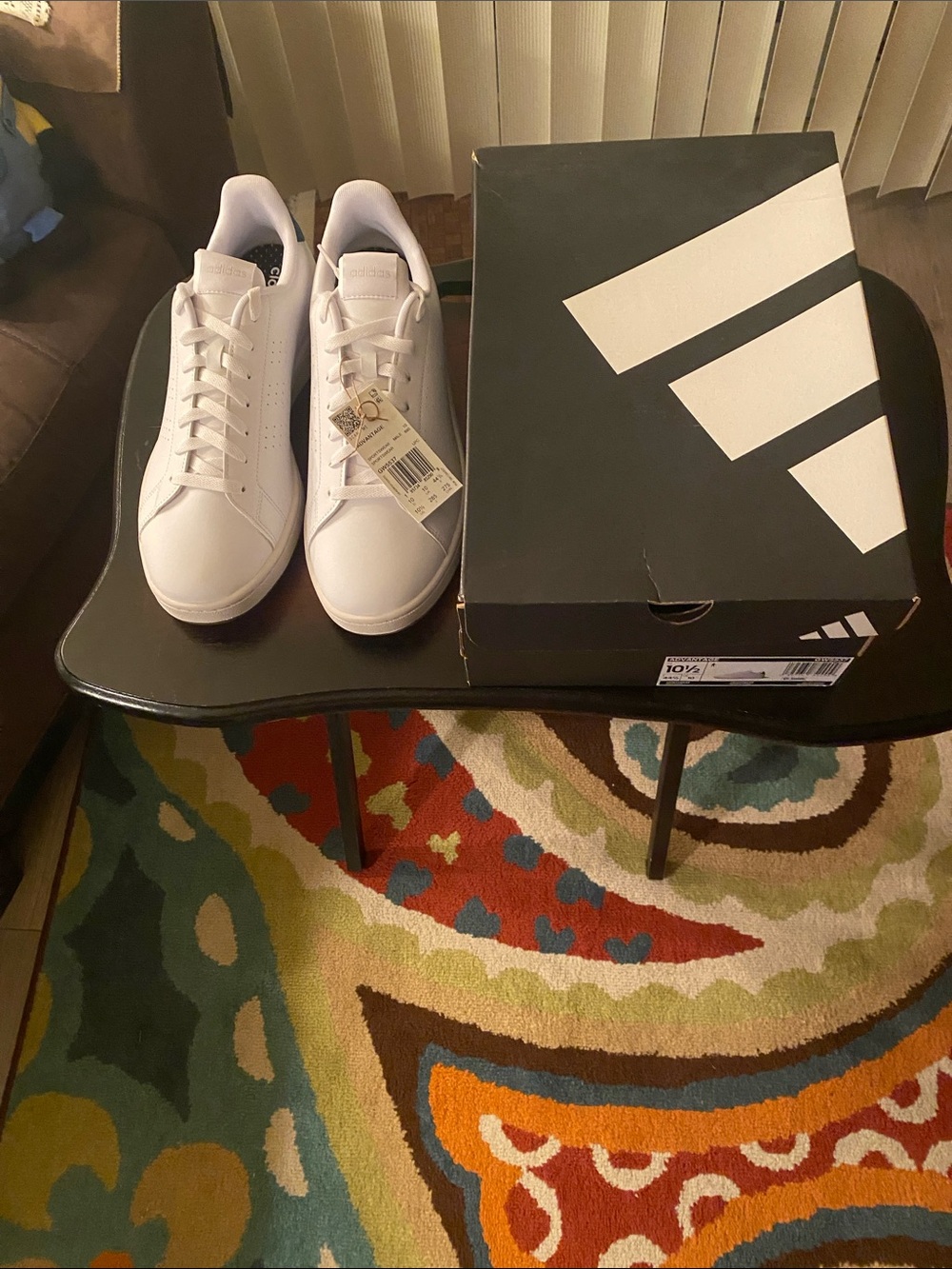 adidas Men’s All-White Leather Casual Sneakers